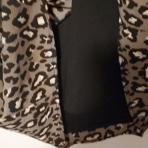Entro Grey Black Brown Cheetah Animal Knee Length 3/4 Sleeve Slip Dress -sz S - Picture 4 of 6